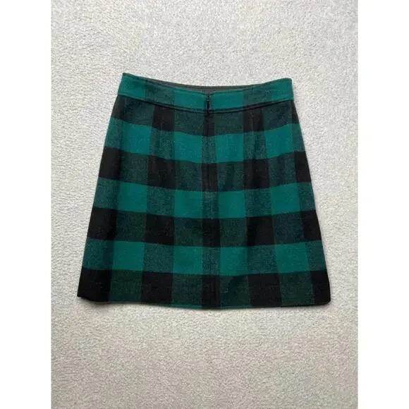 J Crew Buffalo Check Plaid Wool Blend Mini A-Line Skirt 6 Prep Academia Tweed - Picture 2 of 7